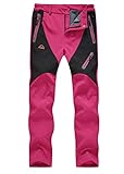 donhobo Damen Wanderhose Wasserdicht Softshellhose Outdoorhose Winddicht Warm Gefüttert Winterhose Trekkinghose Skihose Funktionshose Rosa XS