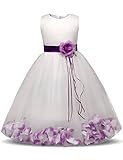 NNJXD Mädchen Tutu Blütenblätter Schleife Brautkleid für Kleinkind Mädchen, Großes Lila, 6-7 Jahre/ Etikettgröße- 140