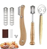 Bäckermesser,Brot Lahm Scoring Tool Set,Holzgriff Dänischer Teigbesen Teig Schneebesen,Brot Bäcker Cutter Baguettemesser mit Rasierklinge,Teig Rasiermesser für DIY Brotteig M