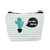 Drawihi Kleine Süßes Canvas Münzbörse niedlich Reißverschluss Kaktusform Mini Stil Geldbörse Schlüssel Tasche Makeup Kosmetik Taschen Kaktus 1