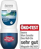 lavera Deo Roll-On Men Sensitive, zuverlässiger 24 h Schutz - vegan - Naturkosmetik - mit Bio-Lemongras & Bio Bambus - Deodorant - Deo-Roller für Männer - ohne Aluminiumsalze - 50