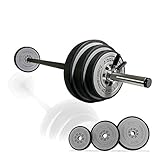 TrainHard 20 kg Hantelset, Kunststoff Langhantel Set, Hantelstange mit Federverschlüsse, inkl. 6 Hantelscheiben, 140 cm Langhantelstange, Gewichte, Fitness Krafttraining，Ähnlich wie Lemmy Produk