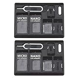 Create idea 2 Stück SIM Karten Adapter Aufbewahrungsbehälter Kits Standard Micro Nano Konverter Adapter mit Auswurfstiften für Fachö