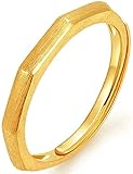 AmDxD Echte Goldserie, 18K Gelbgold Damen Ringe, Welle Design Verlobungsringe Glänzend Eheringe Goldringe Für Verlobung Hochzeit Gr.57 (18.1)