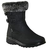 Cushion Walk Damen Stiefel mit Pelzfutter, weich, leicht, flexibel, mit Reißverschluss, - Black Jill - Größe: 37 EU