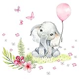 Little Deco Wandsticker Wandtattoo Kinderzimmer Mädchen Baby Elefant Safari Wandaufkleber Tiere Spielzimmer Wanddeko Ballon Babyzimmer Wandbild Kinder DL694-1