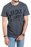 Herren T-Shirt Jack and Jones Rundhals Print Tee Regular Fit Crew Neck Top (232 Dark Slate, M)