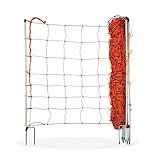 horizont Schafnetz mit Doppelspitze, Schafzaun, 8 horizontale Litzen Länge 50m, Höhe 90cm, Orange, Elektronetz, Weidezaun für Schafe, Elektrozaun, Ziegenzaun - perfekt für den Schutz Ihrer S