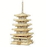 ROBOTIME 3D Puzzles Holz Mechanischer Modellbausätze DIY Fünfstöckige Pagode Bastelsets Kreative Puzzlesets Bestes Geschenk für Kinder und Erwachsene zum B