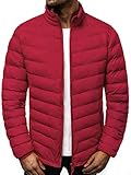 OZONEE Herren Übergangsjacke Jacke Übergang Jacken Herbst Bomberjacke Stehkragen Kapuze Steppjacke Kapuzenjacke Leichte Outdoor Puffer Jacket Gepolstert 777/7201K WEINROT 2XL