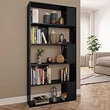 Bücherregal/Raumteiler für Flur Schlafzimmer Badezimmer, Wohnzimmer Bücherregal Lagerregal Regal, Bücherregal Stehende Lagerregale Schwarz 80×24×159 cm Spanp