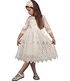 TTYAOVO Mädchen Spitze Gestickte Prinzessin Partykleid Blumenmädchen Hochzeitskleid 2-3 Jahre Größe(100) 481 Weiß