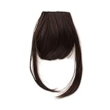Xuebai Falsches Haar Pony Clip In auf Synthetische Haarfransen Extensions Natürliches Haarteil Haar Knall Dunkelb