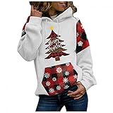 PWKNRD 2022 Weihnachtspullover Damen Hoodies Sweatshirt mit Kapuze Weihnachten Pullover Casual Kapuzenpullover Schneeflocke Druck Oberteile Jumper Herbst Winter Warm Outwear Streetwear Eleg