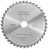 Metabo Sägeblatt 'precision cut wood - classic', 216x2,4/1,8x30, Z40 WZ 5°neg. (628060000) Durchmesser x Schnittbreite x Bohrung: 216 x 2.4 x 30 mm, Material: HW/CT, Zähnezahl: 40