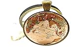 Schlüsselanhänger mit Weltkugel und Weltkarte aus Glas, Modeschmuck, Geschenk für F