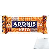 Adonis Dark Cocoa Orange Nut Bar Keto (35g Riegel) + usy Block
