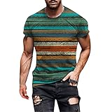 T-Shirt Herren Sommer Crew Neck Tee Rundhals Kurzarmshirt Baumwolle T-Shirt mit Blumenfarbe Männer O-Neck S