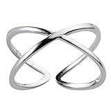 Holibanna Criss Cross Ring Verstellbar Offener Ring Versprechen Silberring Verlobung Ehering Hand Finger Schmuck für Damen B