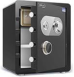 NCHEOI Safe Boxs Safe Box Elektronische Safe Cash Box Home Safe Lock Box Safes Mechanische Schrank Safes for ID-Papiere,Dokumente,Laptop-Computer,Juwelen 2 Notfalltasten(Größe:30cm),45