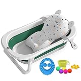 HyAdierTech Faltbare Baby Badewanne mit Echtzeit-Temperaturmessung,Tragbare Anti Rutsch Badewanne für Babys,Baby-Duschwanne mit Sicherheitsbadesitz Ablassschraub