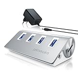 CSL - aktiver USB Hub mit Netzteil - USB 3.0 4 Port Verteiler - kompatibel mit PC Notebook iMac Mac Pro MacBook Air, Pro, Mini Tablet PS4 - Powered USB - inkl. N