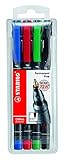 Folienstift - STABILO OHPen universal - permanent fein - 4er Pack - grün, rot, blau, schw