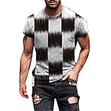 T-Shirt Herren Sommer Crew Neck Tee Rundhals Kurzarmshirt Baumwolle T-Shirt mit Blumenfarbe Männer O-Neck S