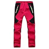 Banbry Kinder Softshellhose Skihose Warm Gefüttert Thermohose Jungen Mädchen Weicher Wind Wasserabweisende Atmungsaktive Warme Skisporthose W