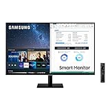 Samsung Smart Monitor M5 S32AM502NR, 32 Zoll, VA-Panel, Bildschirm mit Lautsprechern, Full HD-Auflösung, Bildwiederholrate 60 Hz, Randlos, Smart TV Apps mit Fernbedienung, Auto Source Sw