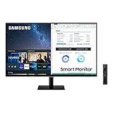 Samsung Smart Monitor M5 S32AM502NR, 32 Zoll, VA-Panel, Bildschirm mit Lautsprechern, Full HD-Auflösung, Bildwiederholrate 60 Hz, Randlos, Smart TV Apps mit Fernbedienung, Auto Source Sw