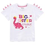 Große Schwester T-Shirt Dinosaurier Geschwister Schwester Kurzarm Zum Kleinkind Mädchen 100% Baumwolle Zum Big Sister Shirt befördert Weiß Drucken T Shirt Geschenk (Weiß, 4 Jahre)