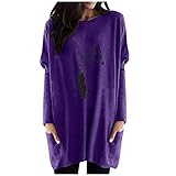 Halloween Costume Women's Dresses Fashion Costume Pumpkin Pattern 1950s Housewife Round Neck Long Sleeve Casual with Halloween Print Dress Zip Party Evening Dress Cosplay(Purple, M)