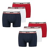 6er Pack Herren Levis SPRTSWR Logo Boxer Brief Boxershorts Unterwäsche Pants, Farbe:White/Blue/Red, Bekleidungsgröße:L