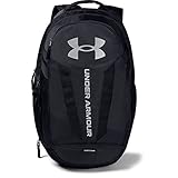 Under Armour Hustle 5.0, strapazierfähiger und bequemer Tagesrucksack mit Laptopfach, wasserabweisender Laptop Rucksack mit viel Platz Unisex, Schwarz (Black / Black / Silver) , One S