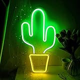 Kaktus LED Neonlichter USB-Aufladung Cactus Führte Leuchtreklame Dekorative Lampe Licht Neon Nachtlicht Dekor für Weihnachten Geburtstag Hochzeit Party Kinderzimmer Wohnzimmer Wand (Kein Schalter)