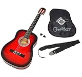 Akustik Gitarre Klassikgitarre Konzertgitarre Rot Schwarz mit Tasche, Gurt, Saiten und Plek