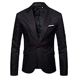 YOUTHUP Anzugjacke Herren Slim fit Einfarbig Sakko für Hochzeit Party Abschluss Business, Schwarz, M