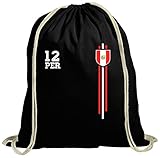 ShirtStreet Soccer World Cup Fussball WM Fanfest Gruppen natur Turnbeutel Rucksack Gymsac Streifen Trikot Peru, Größe: onesize,schw