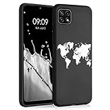 kwmobile Hülle kompatibel mit Samsung Galaxy A22 5G - Handyhülle Silikon Case - Travel Umriss Weiß Schw