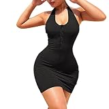 Partykleid Frauen ärmellos Kleid mit Schulterfreien Casual Kurze Partykleider Schultern Kleider Sonojie Sommerkleid Damen Mode Rundhals Mischfarbe Drucken Tank Kleid Strandkleider für D