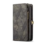 Liyuzhu for Samsung Galaxy s9 (5,8 Zoll) sm-g960 multifunktionale reißverschluss geldbörse Split typ abnehmbare Design flip pu Ledertasche (Farbe : Schwarz)