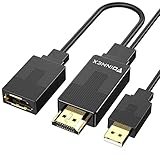 HDMI auf DisplayPort Adapter 4K 60Hz,FOINNEX Adapter HDMI 1.4 zu DisplayPort 1.2 mit Audio,Aktiv HDMI DP Konverter,HDMI Stecker zu Display Port Buchse für NS,Xbox One,360,Dex Pad,PC,Monitor,1080P 60H