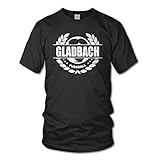 shirtloge - Gladbach - Fussball Lorbeerkranz - Fan T-Shirt - Schwarz - Größe XXL