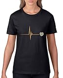 Comedy Shirts - Pulsschlag Bayern - Damen T-Shirt - Schwarz/Hellbraun-Beige Gr. L