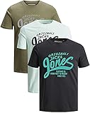 JACK & JONES T-Shirt Männer Regular, Jack and Jones Tshirt Herren 3er-Pack (Mix 4, Größe 3XL)