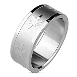 BlackAmazement Unisex Ring Edelstahl Cannabis Marihuana Dope Gras Hanf Blatt Pot Leaf (57 (18.1))