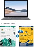 Microsoft Surface Laptop 4, 13,5 Zoll Laptop (Intel Core i5, 16GB RAM, 512GB SSD, Win 10 Home) Platin + 365 Family 12+3 Monate | 6 Nutzer | Mehrere PCs/Macs, Tablets & Mobile G