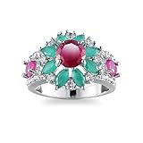 Gualiy Eheringe für Frauen Versilbert Blume Verlobungsring für Damen Größe 62 (19.7)