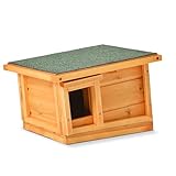 Hölzern Igelhaus,Abnehmbarer regensicherer Winterschlaf-Kaninchen Nistkasten Witterungsbeständig für Lebensraum im Freien, Futterstation und Zuhause,Höhe 26, Breite 34